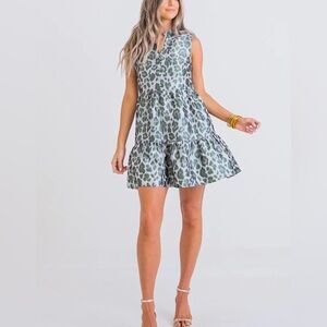 Karlie Blue and White Pleated Ruffled Sundress